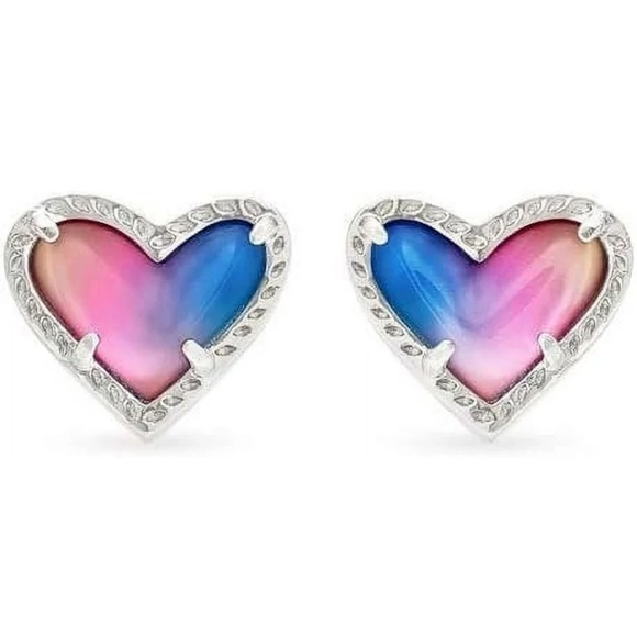 Kendra Scott Ari Heart Drop Earrings Watercolor Pearlized Clear Glass - Picture 3 of 8